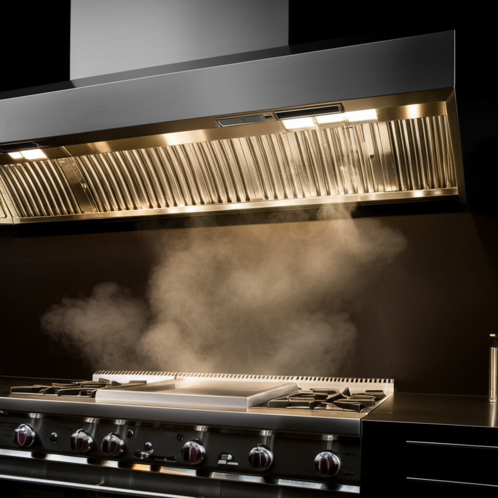 Wolf ventilation hood in a minimal Scandinavian kitchen